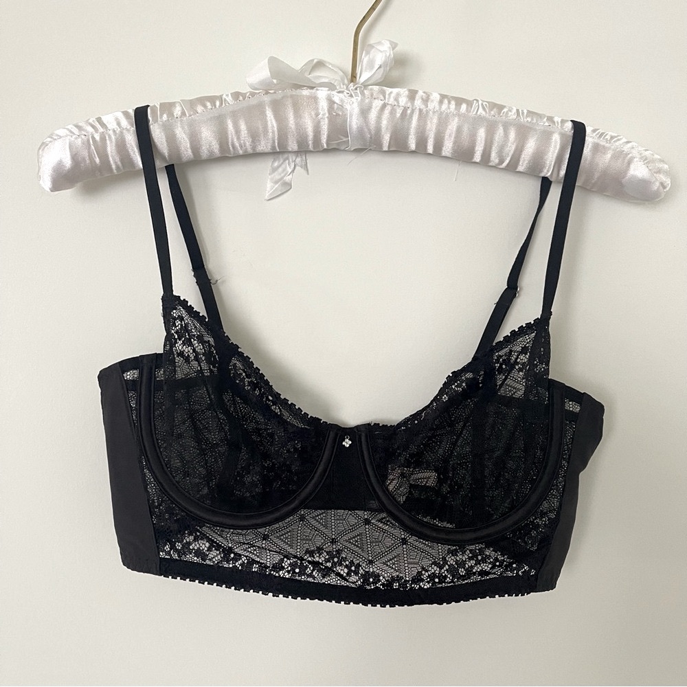 On Gossamer Black Lace Underwire Bra